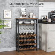 CARLA HOME Large Wine Rack with Glass Holder, Metal Designed Bottle Holder and Wood Countertop up to Wine & V178-36268