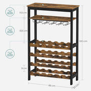 CARLA HOME Large Wine Rack with Glass Holder, Metal Designed Bottle Holder and Wood Countertop up to Wine & V178-36268