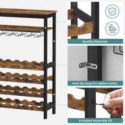 CARLA HOME Large Wine Rack with Glass Holder, Metal Designed Bottle Holder and Wood Countertop up to Wine & V178-36268