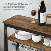CARLA HOME Large Wine Rack with Glass Holder, Metal Designed Bottle Holder and Wood Countertop up to Wine & V178-36268