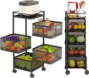 CARLA HOME Metal 5-Tier Rolling Vegetable and Fruit Basket Cart Stand for Kitchen & Storage V178-36270