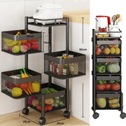 CARLA HOME Metal 5-Tier Rolling Vegetable and Fruit Basket Cart Stand for Kitchen & Storage V178-36270