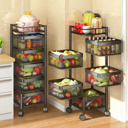 CARLA HOME Metal 5-Tier Rolling Vegetable and Fruit Basket Cart Stand for Kitchen & Storage V178-36270