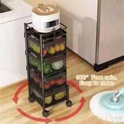 CARLA HOME Metal 5-Tier Rolling Vegetable and Fruit Basket Cart Stand for Kitchen & Storage V178-36270
