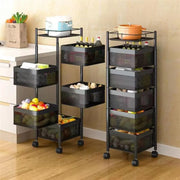 CARLA HOME Metal 5-Tier Rolling Vegetable and Fruit Basket Cart Stand for Kitchen & Storage V178-36270