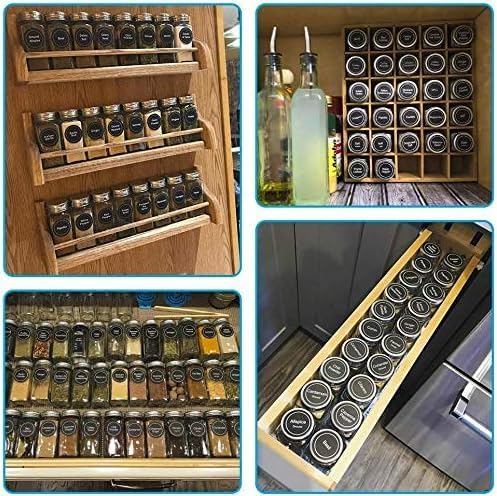 CARLA HOME 24 Glass Spice Jars with Lids, Shaker Tops, 180 Spice Labels, White Pen & Funnel for Kitchen V178-36271