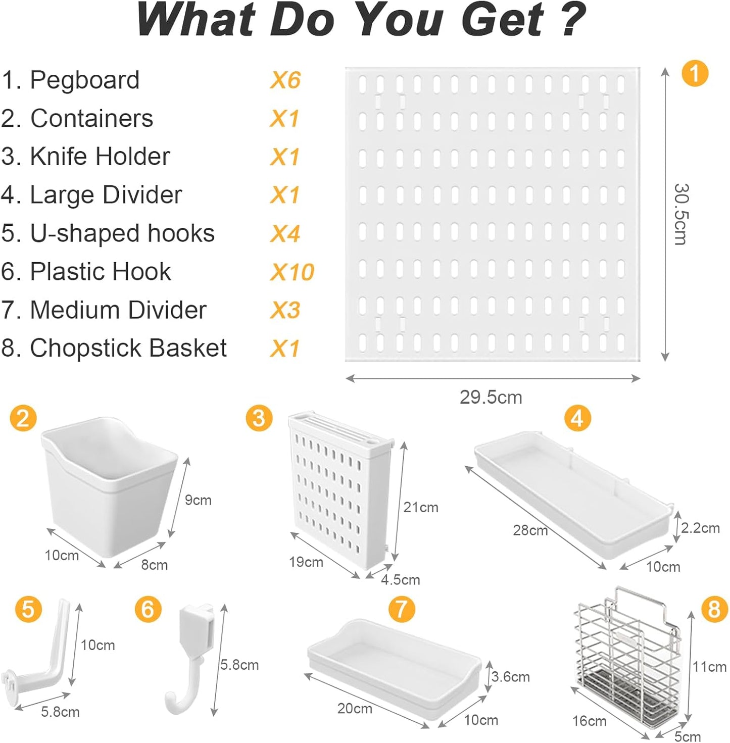 CARLA HOME Pegboard Wall Organizer Kit with 6 Modular Pegboards & 21 Accessories for Kitchen, Office, Gaming V178-36272