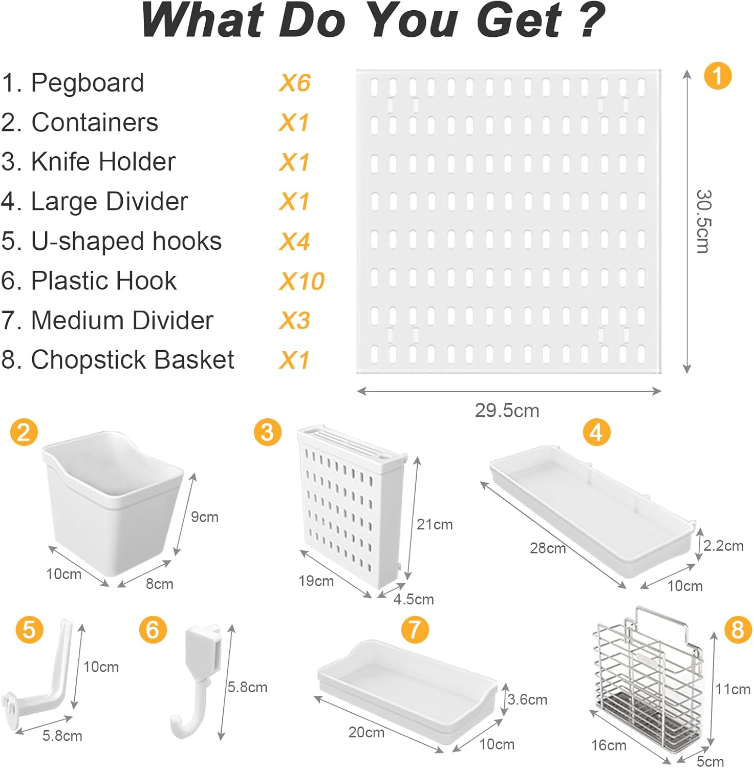 CARLA HOME Pegboard Wall Organizer Kit with 6 Modular Pegboards & 21 Accessories for Kitchen, Office, Gaming V178-36272