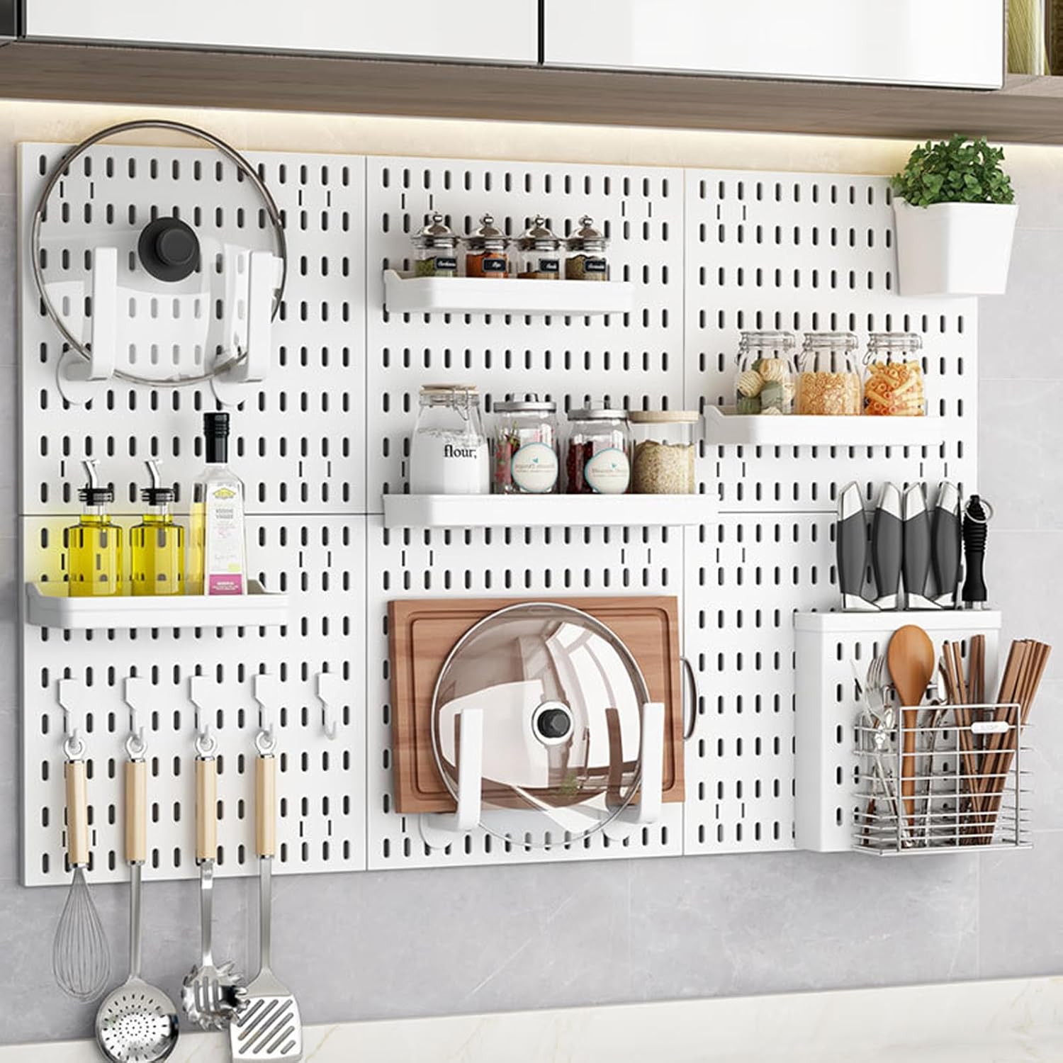 CARLA HOME Pegboard Wall Organizer Kit with 6 Modular Pegboards & 21 Accessories for Kitchen, Office, Gaming V178-36272
