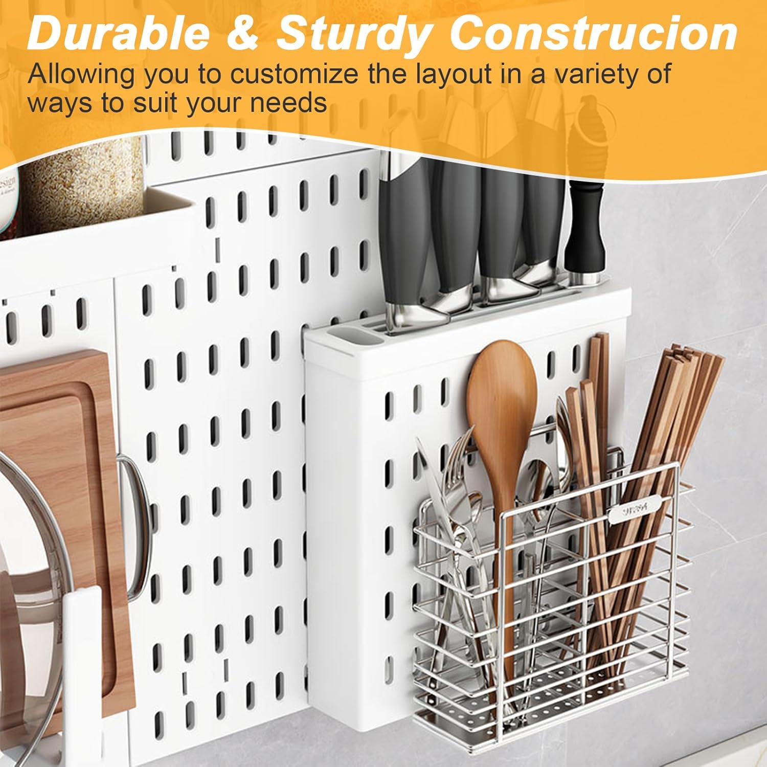 CARLA HOME Pegboard Wall Organizer Kit with 6 Modular Pegboards & 21 Accessories for Kitchen, Office, Gaming V178-36272