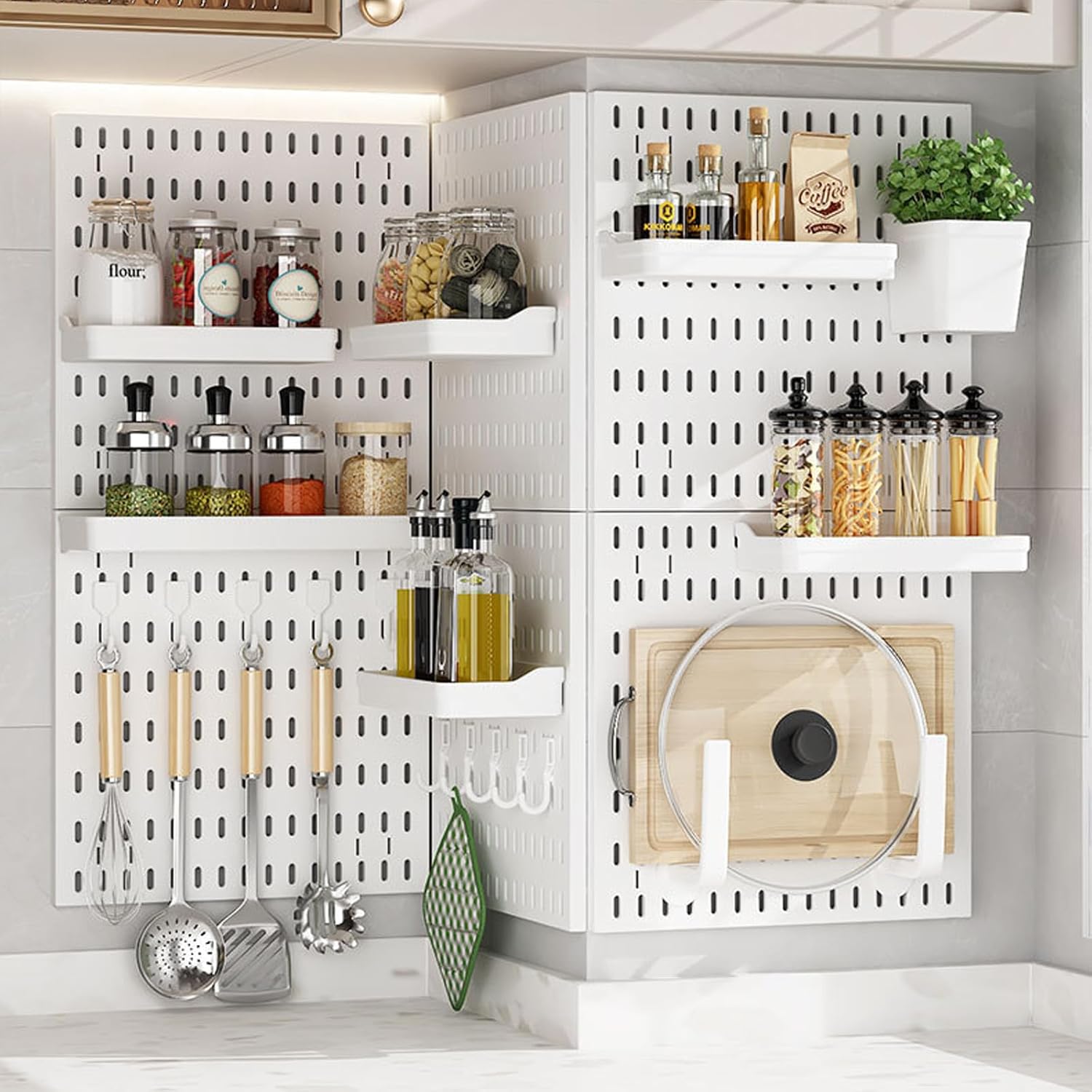 CARLA HOME Pegboard Wall Organizer Kit with 6 Modular Pegboards & 21 Accessories for Kitchen, Office, Gaming V178-36272