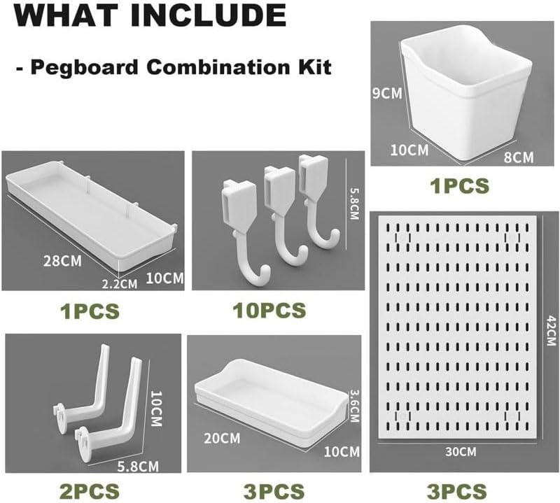 CARLA HOME Pegboard Wall Organizer Kit with 3 Modular Panels & 17 Accessories for Office, Gaming & Craft V178-36273