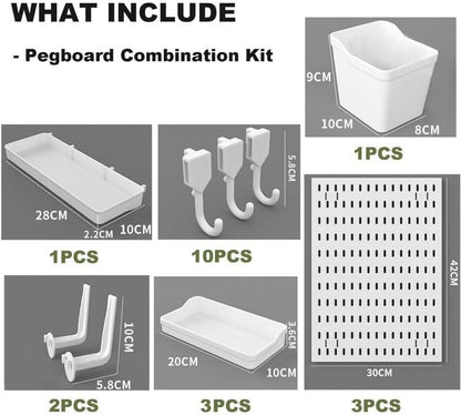 CARLA HOME Pegboard Wall Organizer Kit with 3 Modular Panels & 17 Accessories for Office, Gaming & Craft V178-36273