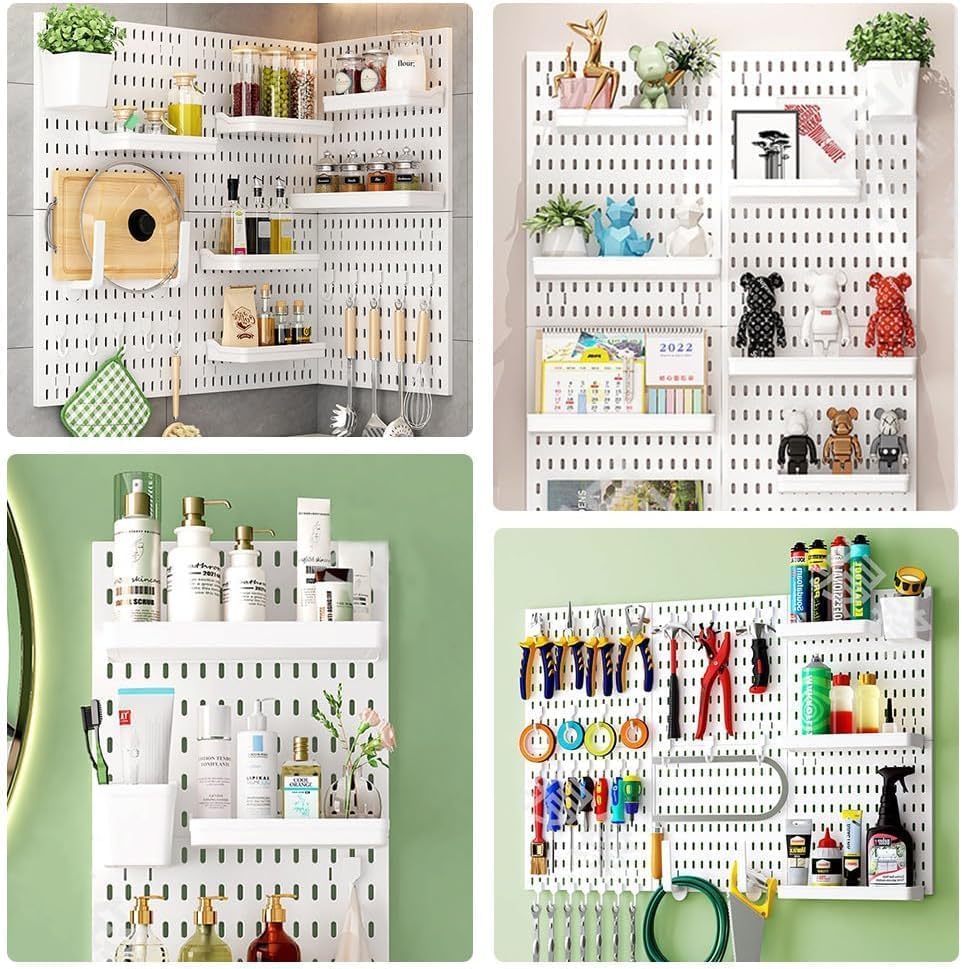 CARLA HOME Pegboard Wall Organizer Kit with 3 Modular Panels & 17 Accessories for Office, Gaming & Craft V178-36273