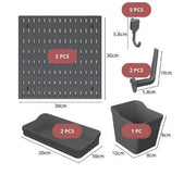 CARLA HOME Pegboard Wall Organizer Kit - 2 Black Modular Pegboards with 10 Accessories for Office, Gaming & V178-36274