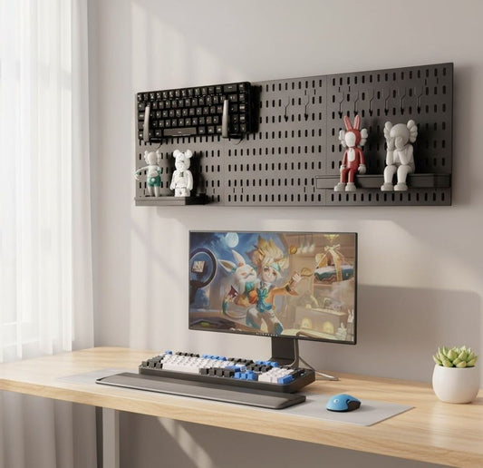 CARLA HOME Pegboard Wall Organizer Kit with 3 Modular Black Panels & 17 Accessories for Gaming, Office & V178-36275