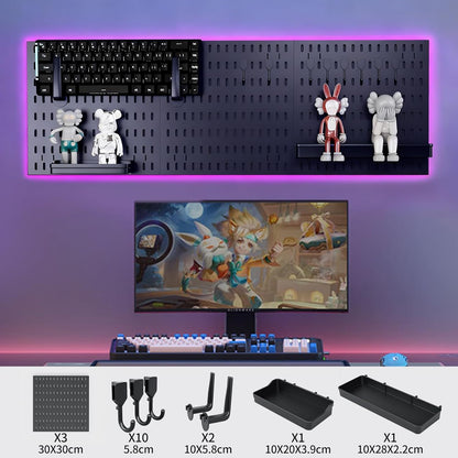 CARLA HOME Pegboard Wall Organizer Kit with 3 Modular Black Panels & 17 Accessories for Gaming, Office & V178-36275