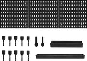 CARLA HOME Pegboard Wall Organizer Kit with 3 Modular Black Panels & 17 Accessories for Gaming, Office & V178-36275
