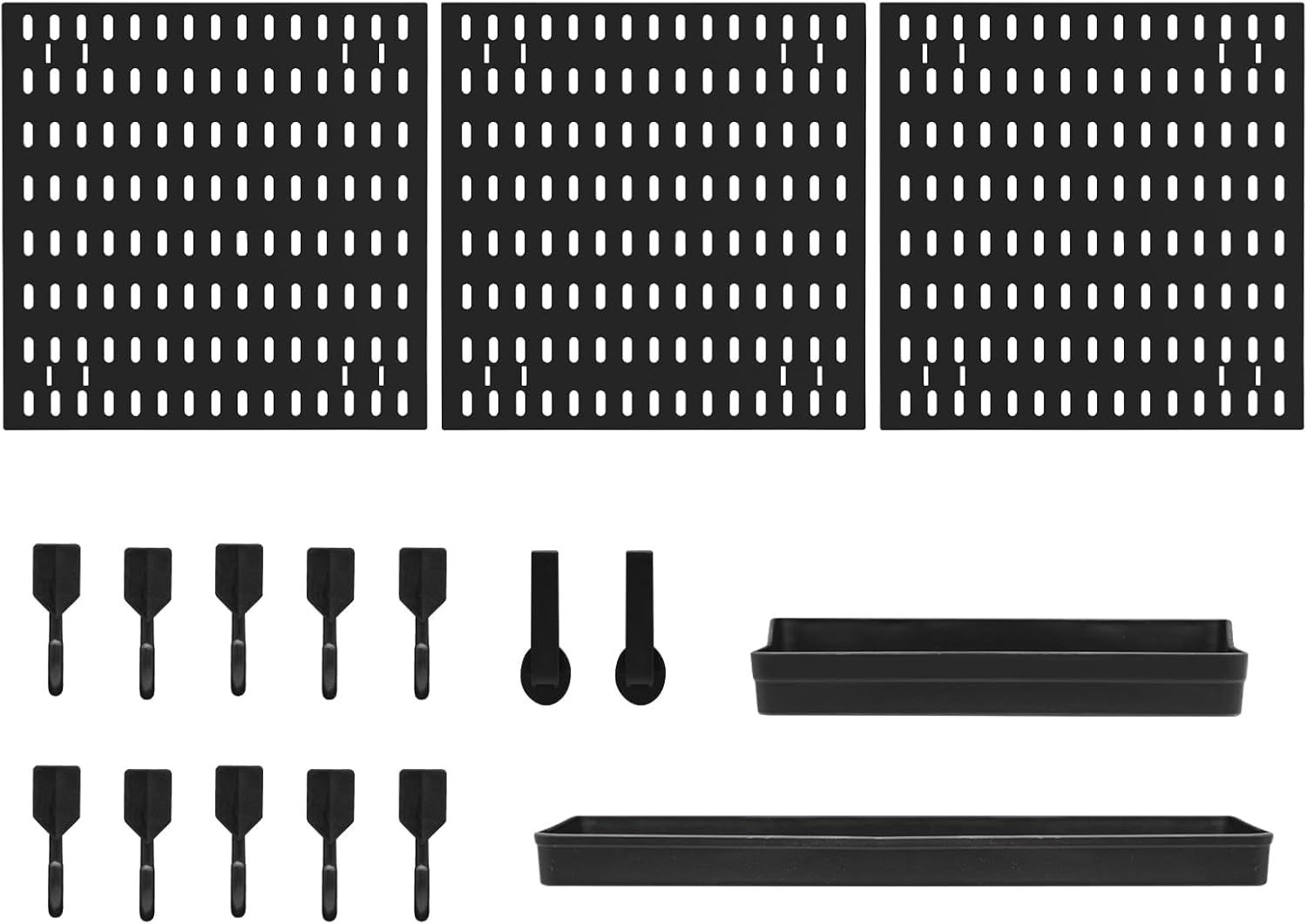 CARLA HOME Pegboard Wall Organizer Kit with 3 Modular Black Panels & 17 Accessories for Gaming, Office & V178-36275