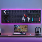 CARLA HOME Pegboard Wall Organizer Kit with 4 Modular Black Pegboards & 19 Accessories for Gaming, Office & V178-36276