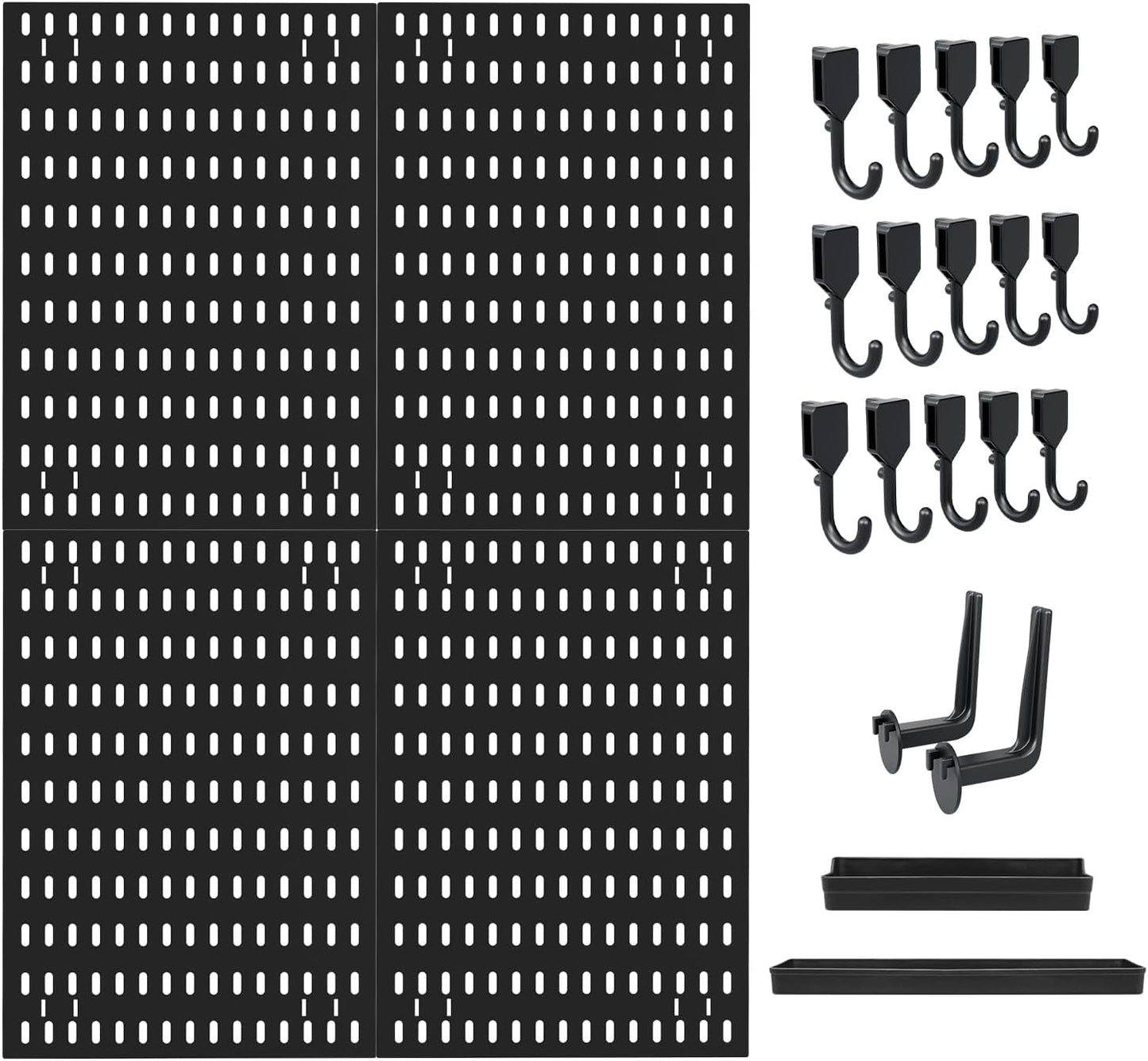 CARLA HOME Pegboard Wall Organizer Kit with 4 Modular Black Pegboards & 19 Accessories for Gaming, Office & V178-36276