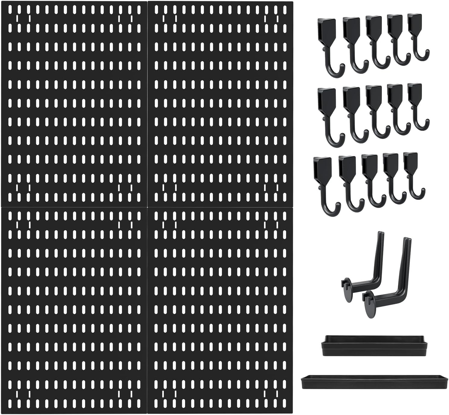 CARLA HOME Pegboard Wall Organizer Kit with 4 Modular Black Pegboards & 19 Accessories for Gaming, Office & V178-36276