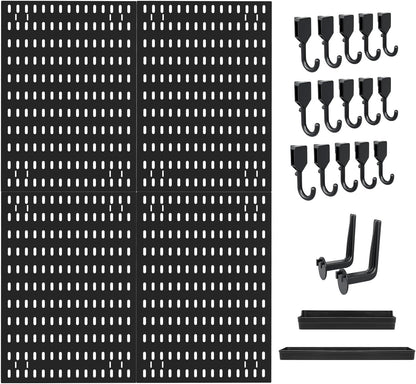 CARLA HOME Pegboard Wall Organizer Kit with 4 Modular Black Pegboards & 19 Accessories for Gaming, Office & V178-36276