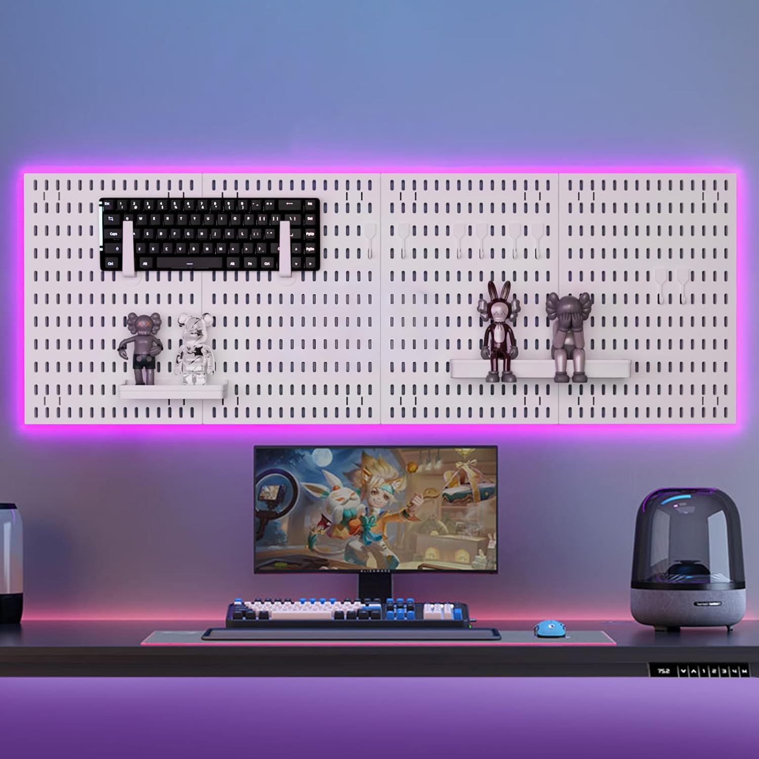 CARLA HOME Pegboard Wall Organizer Kit with 4 Modular Black Pegboards & 19 Accessories for Gaming, Office & V178-36277