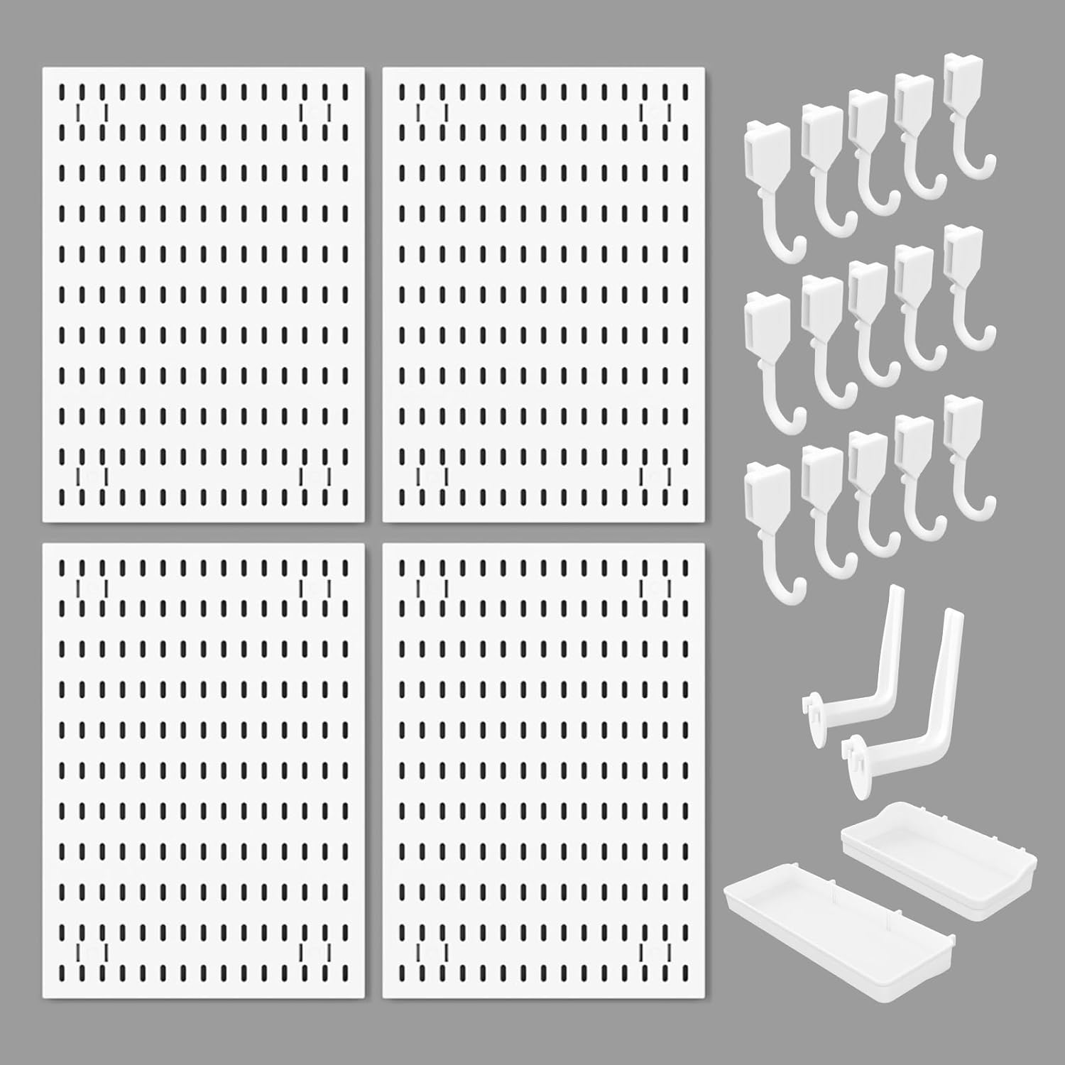 CARLA HOME Pegboard Wall Organizer Kit with 4 Modular Black Pegboards & 19 Accessories for Gaming, Office & V178-36277