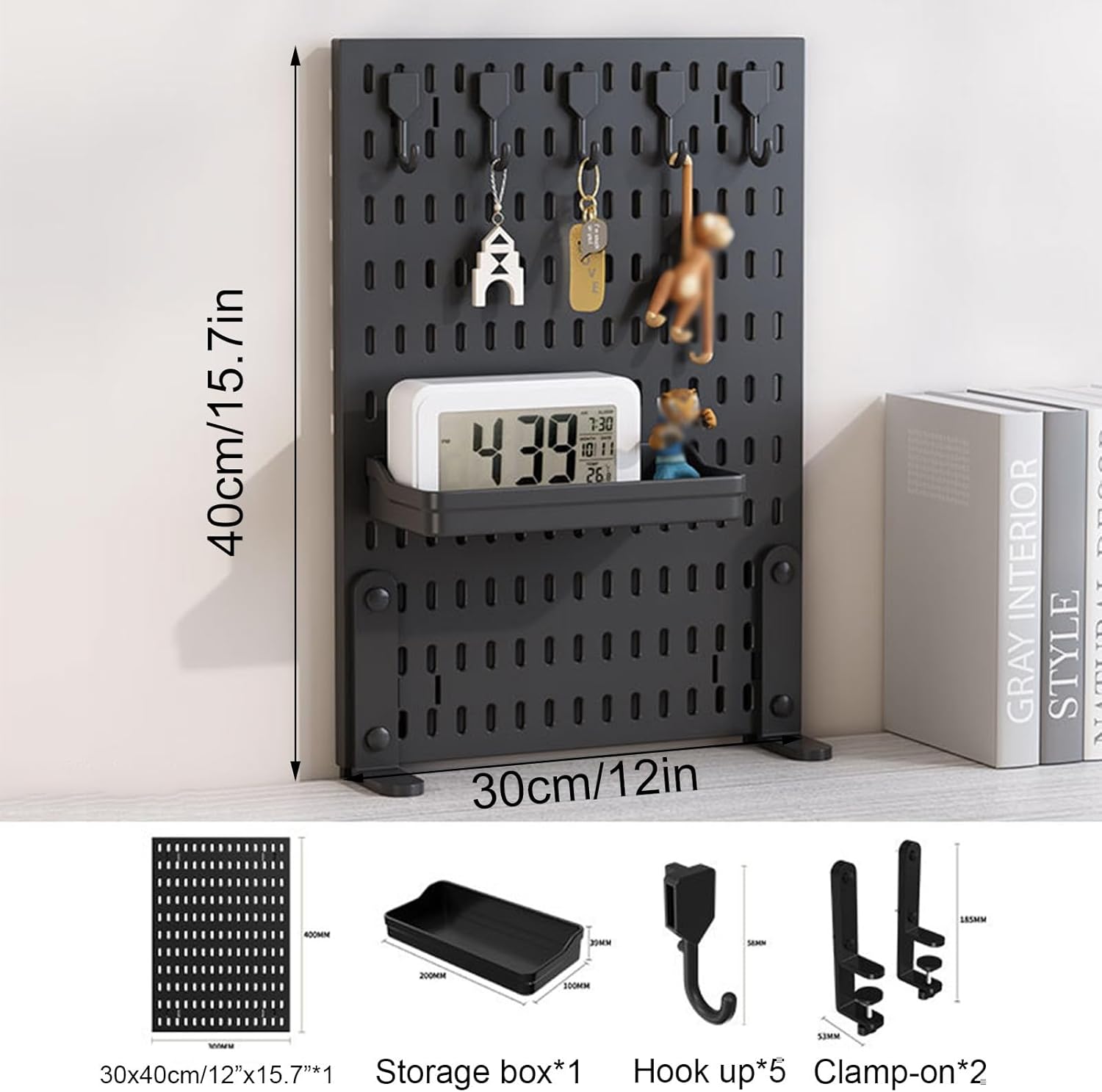 CARLA HOME Desk Pegboard Organizer Kit with Hooks, Tray & Mount Ideal for Office, Gaming Setup & Home V178-36278