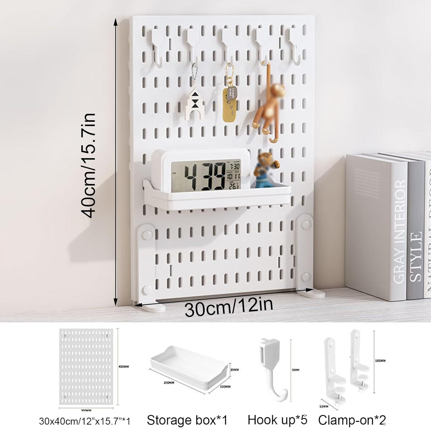 CARLA HOME Desk Pegboard Organizer Kit with Hooks, Tray & Mount Ideal for Office, Gaming Setup & Home V178-36279