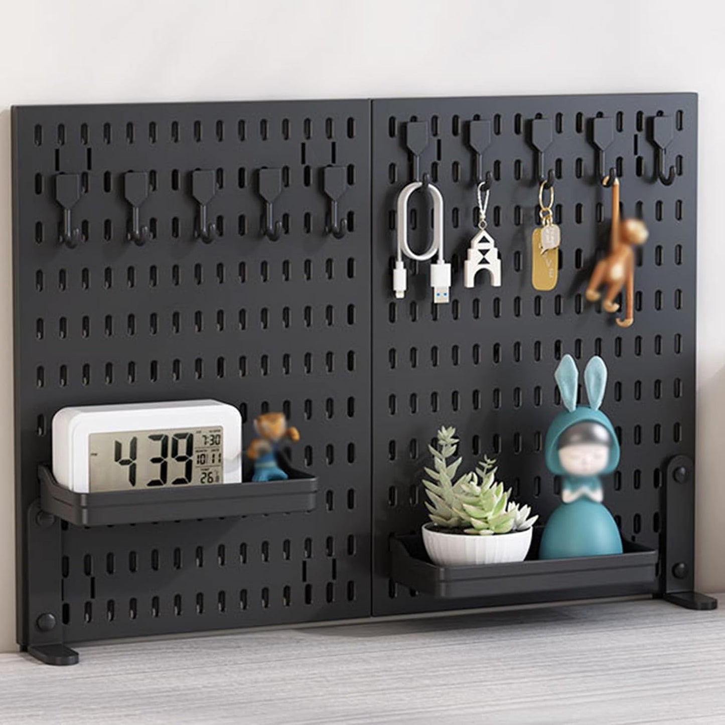 CARLA HOME 2 Pack Desk Pegboard Organizer Kit with Hooks, Tray & Mount Ideal for Office, Gaming Setup & Home V178-36280