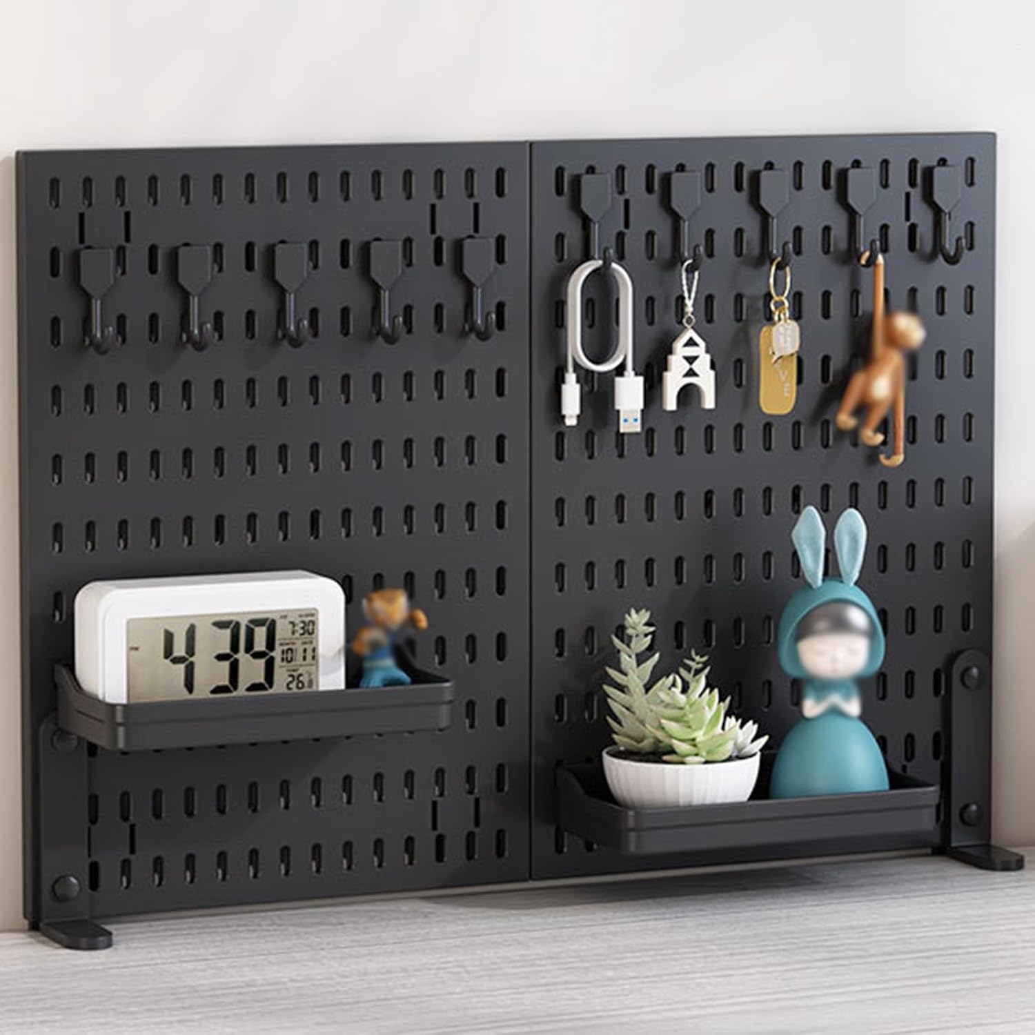 CARLA HOME 2 Pack Desk Pegboard Organizer Kit with Hooks, Tray & Mount Ideal for Office, Gaming Setup & Home V178-36280