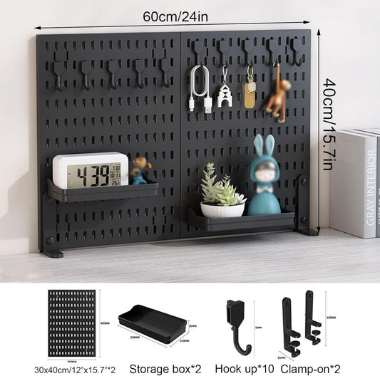 CARLA HOME 2 Pack Desk Pegboard Organizer Kit with Hooks, Tray & Mount Ideal for Office, Gaming Setup & Home V178-36280