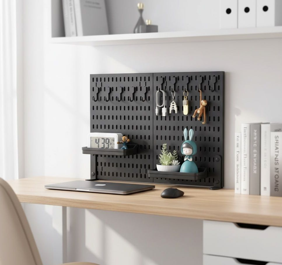 CARLA HOME 2 Pack Desk Pegboard Organizer Kit with Hooks, Tray & Mount Ideal for Office, Gaming Setup & Home V178-36280