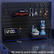 CARLA HOME 2 Pack Desk Pegboard Organizer Kit with Hooks, Tray & Mount Ideal for Office, Gaming Setup & Home V178-36280