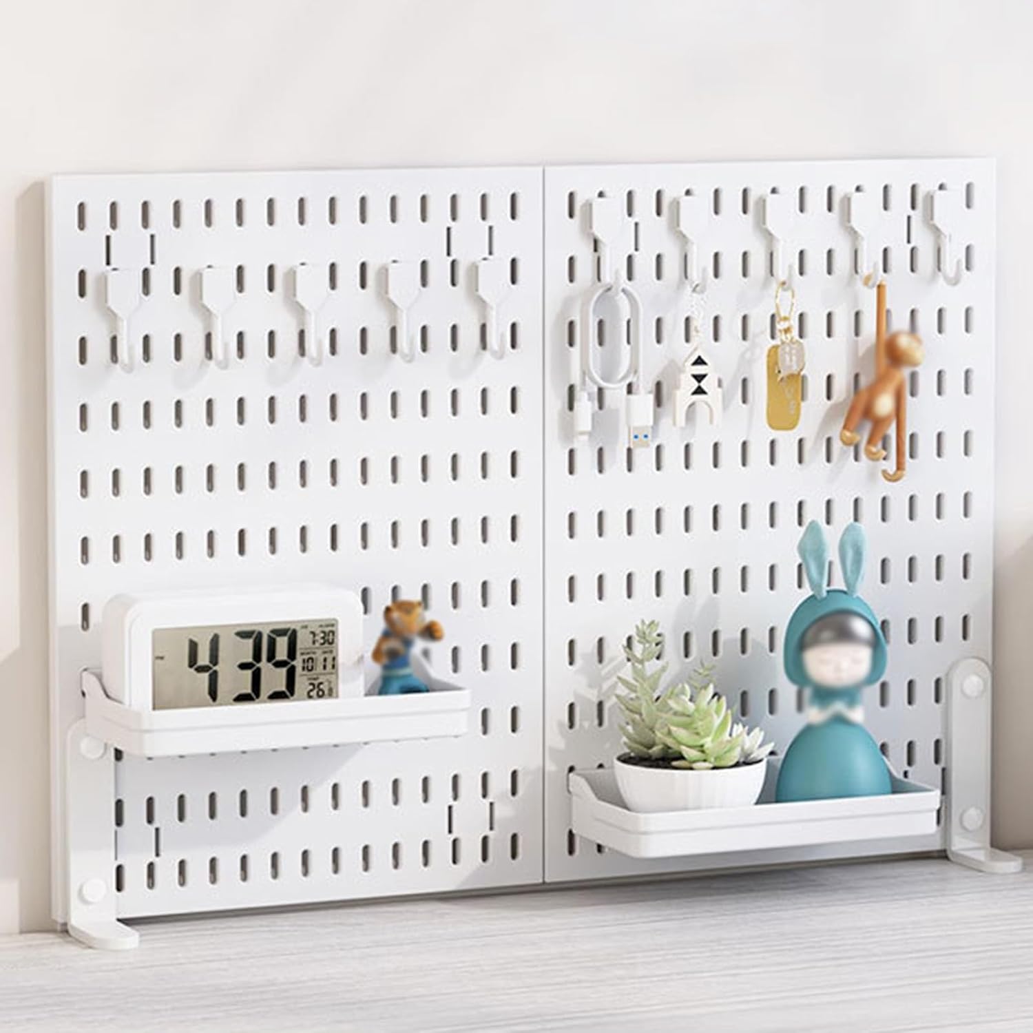 CARLA HOME 2 Pack Desk Pegboard Organizer Kit with Hooks, Tray & Mount Ideal for Office, Gaming Setup & Home V178-36281