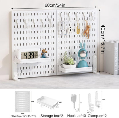 CARLA HOME 2 Pack Desk Pegboard Organizer Kit with Hooks, Tray & Mount Ideal for Office, Gaming Setup & Home V178-36281