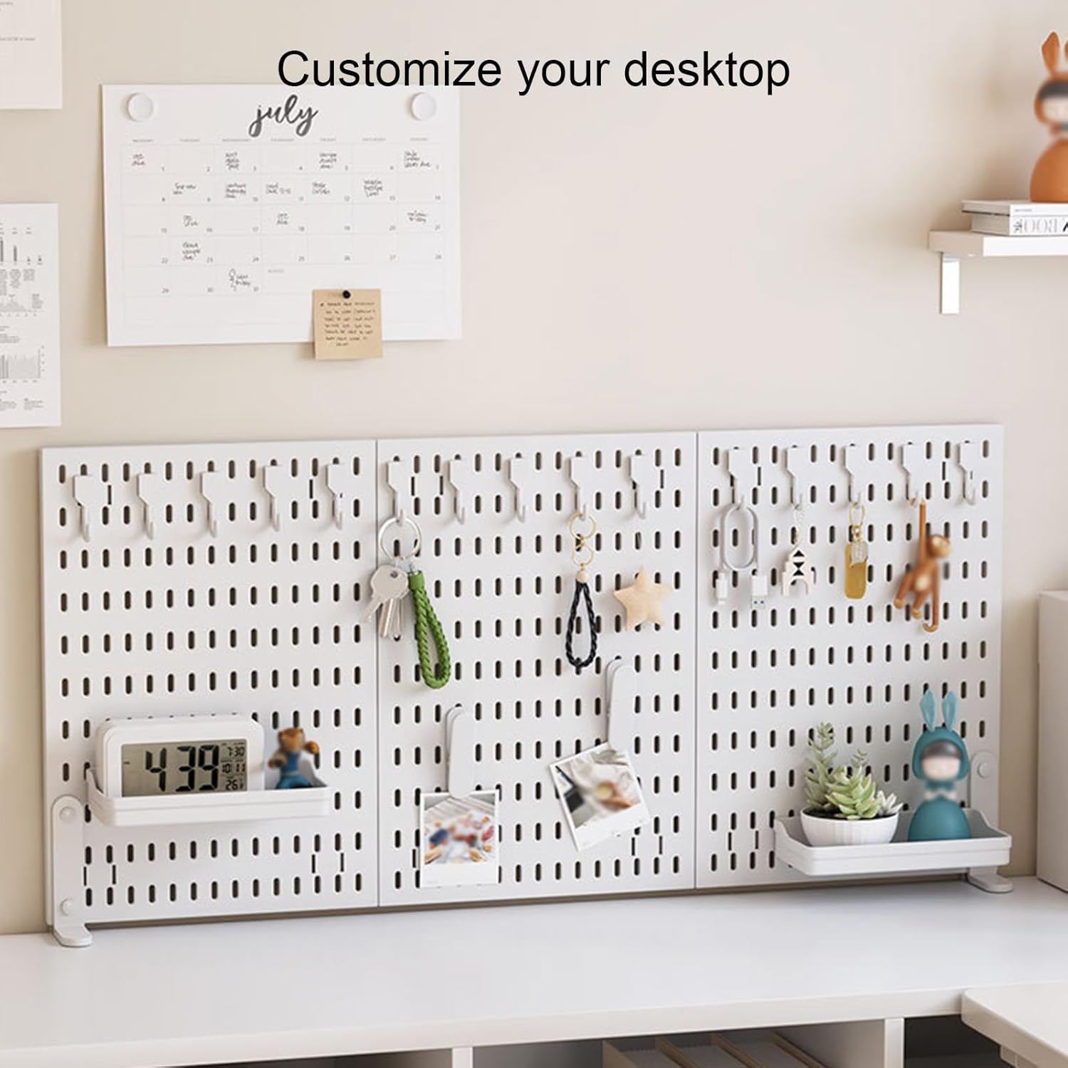 CARLA HOME 2 Pack Desk Pegboard Organizer Kit with Hooks, Tray & Mount Ideal for Office, Gaming Setup & Home V178-36281