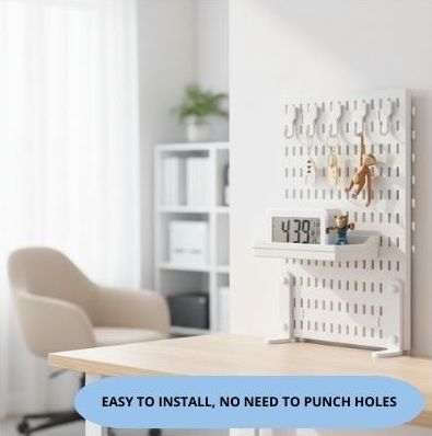 CARLA HOME 2 Pack Desk Pegboard Organizer Kit with Hooks, Tray & Mount Ideal for Office, Gaming Setup & Home V178-36281