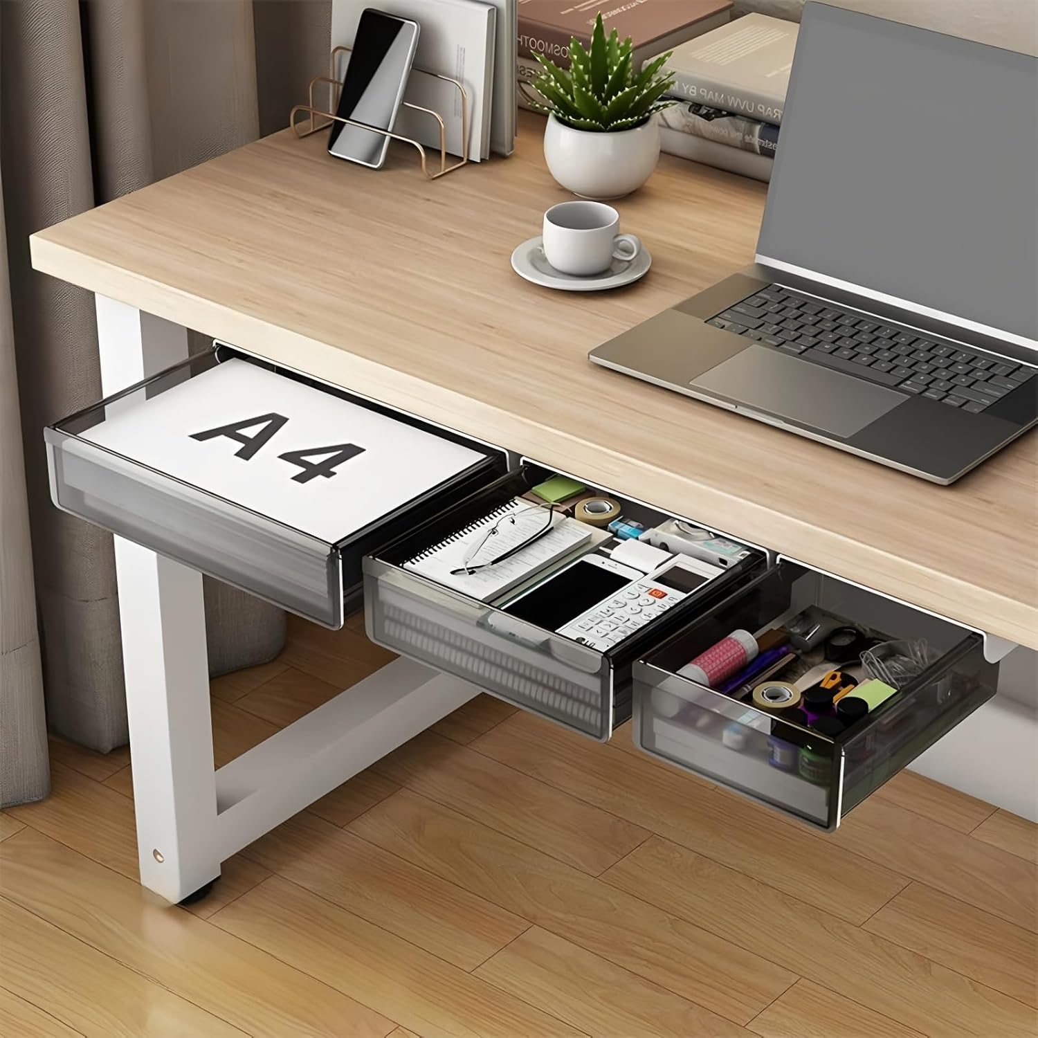 CARLA HOME 3-Pack Under Desk Storage Drawers Hidden Pull-Out Organizer for Office & Home V178-36282