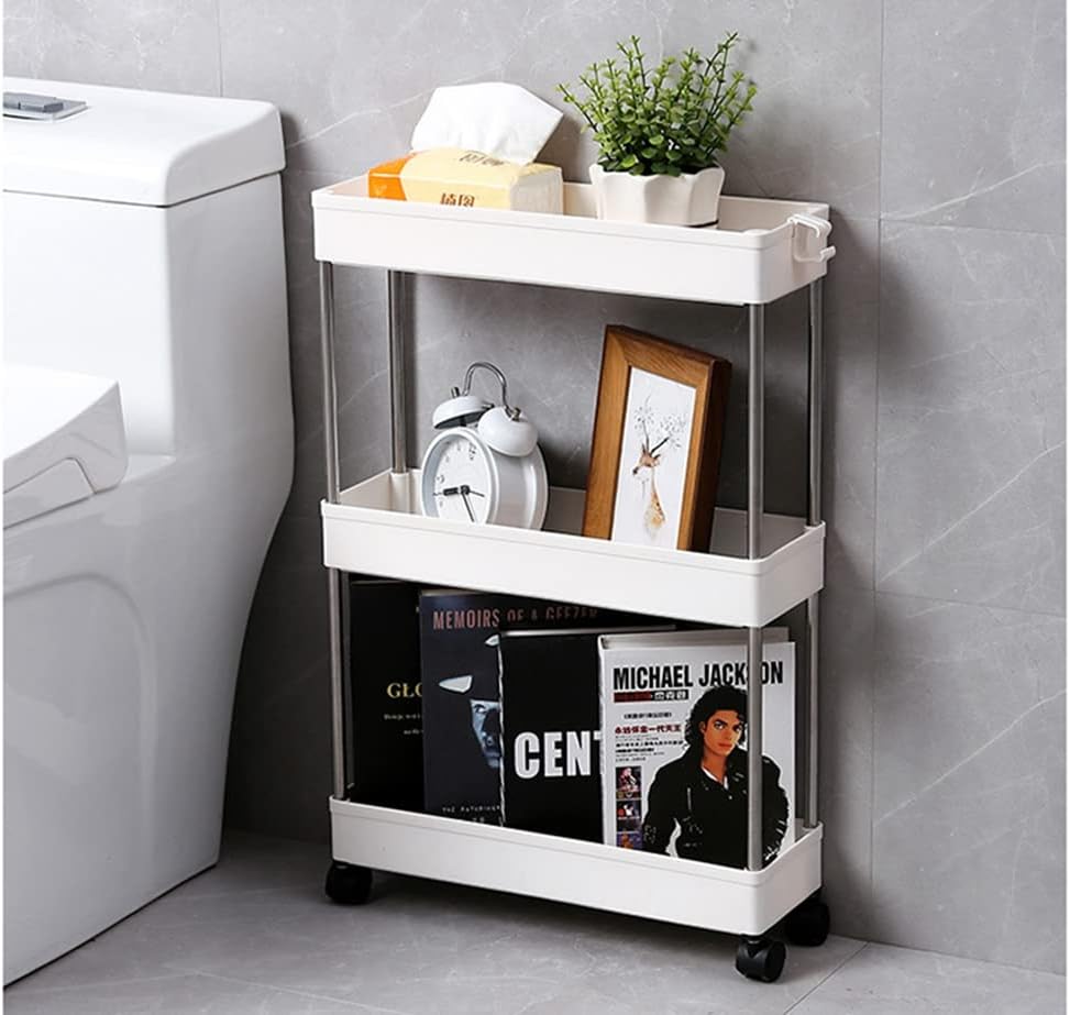 CARLA HOME Slim Storage Cart Organizer Trolley with Wheels for Kitchen, Bathroom, Laundry & Narrow Spaces (3 V178-36283