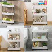 CARLA HOME Slim Storage Cart Organizer Trolley with Wheels for Kitchen, Bathroom, Laundry & Narrow Spaces (3 V178-36283