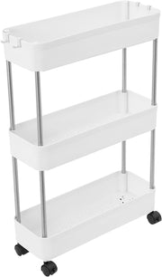 CARLA HOME Slim Storage Cart Organizer Trolley with Wheels for Kitchen, Bathroom, Laundry & Narrow Spaces (3 V178-36283