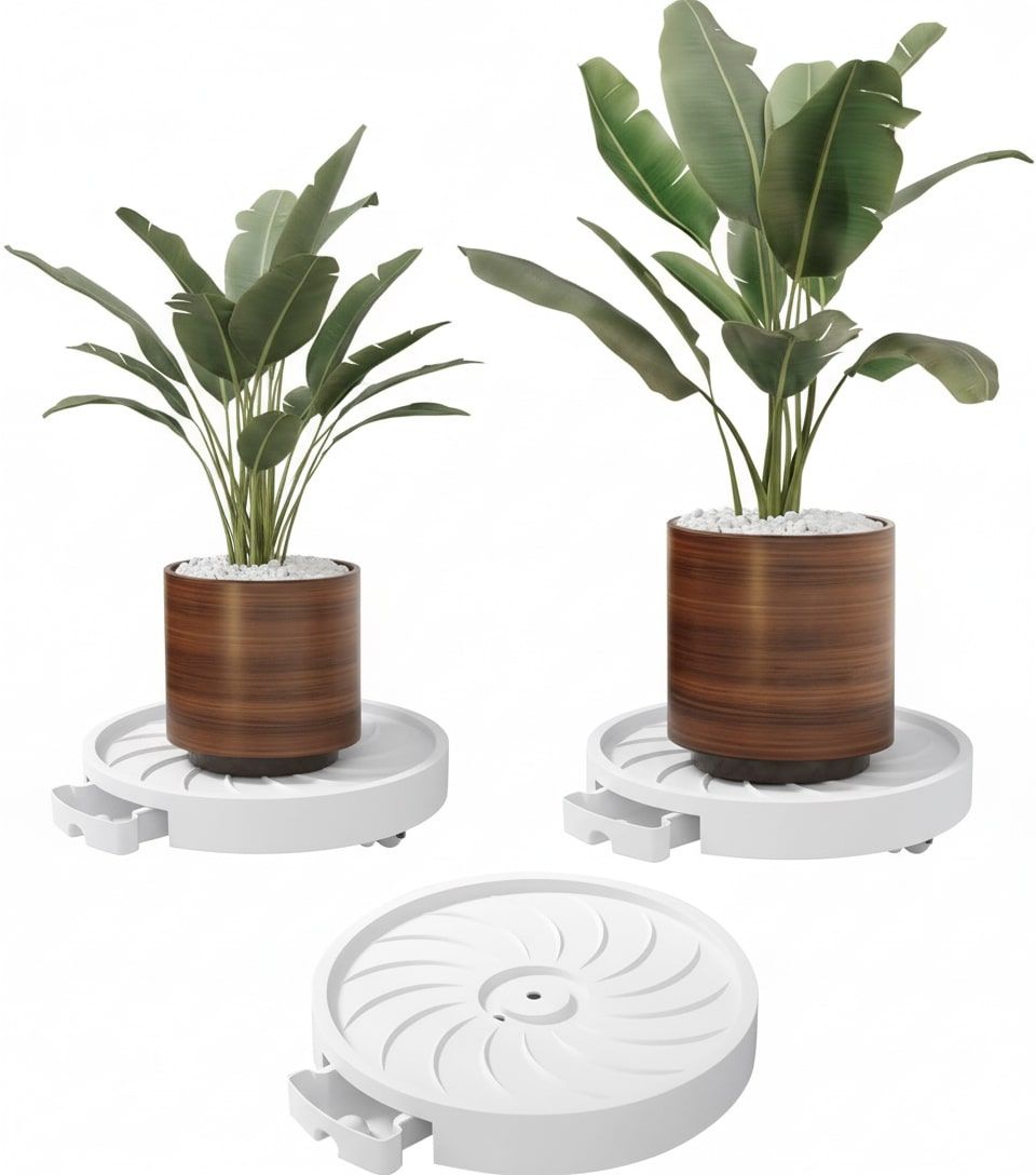 CARLA HOME 2-Pack Rolling Plant Stand with 360 degrees Wheels for Indoor Pots (26 cm) V178-36286
