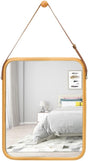CARLA HOME Hanging Wall Mirror with Bamboo Frame with Adjustable Leather Strap for Bathroom, Bedroom, Vanity V178-36293