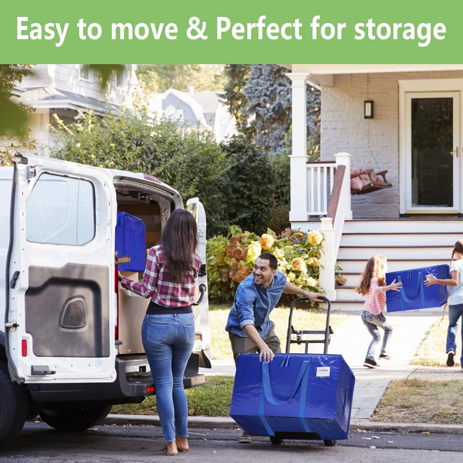 CARLA HOME 6-Pack Large Moving Storage Bags with Zippers & Handles with 95 Liters Capacity for Space Saving, V178-36295