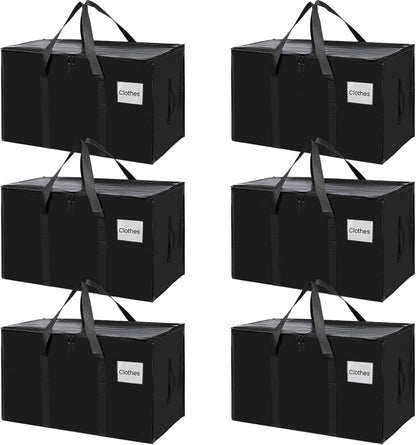 CARLA HOME 6-Pack Large Moving Storage Bags with Zippers & Handles with 95 Liters Capacity for Space Saving, V178-36296