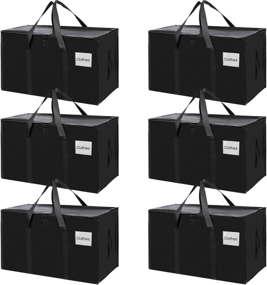 CARLA HOME 6-Pack Large Moving Storage Bags with Zippers & Handles with 95 Liters Capacity for Space Saving, V178-36296