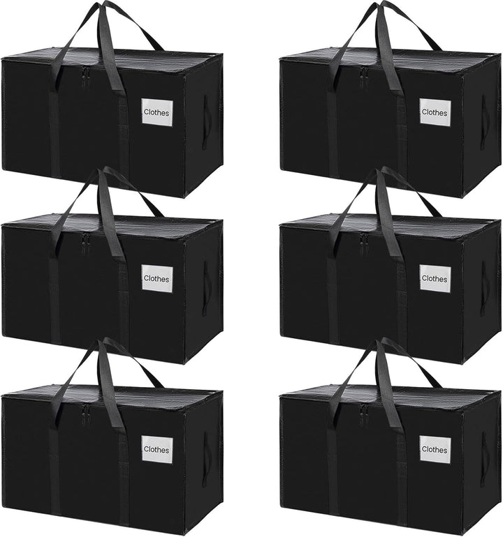 CARLA HOME 6-Pack Large Moving Storage Bags with Zippers & Handles with 95 Liters Capacity for Space Saving, V178-36296